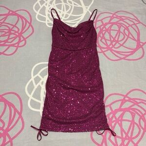 Wild Fable Hot Pink Sequin Ruched Dress